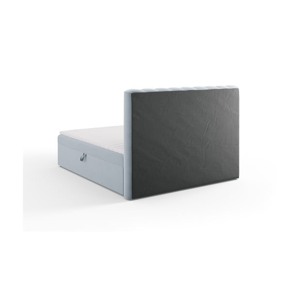 Pat boxspring albastru deschis cu spațiu de depozitare 180x200 cm Gina – Milo Casa-image-4