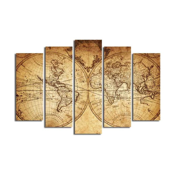 Tablou din mai multe piese Big Map Of The World, 105 x 70 cm