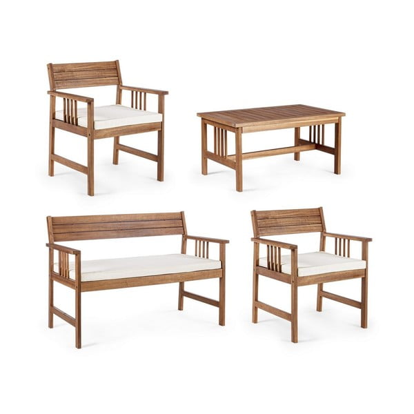 Set mobilier de grădină în culoare naturală închisă din lemn de acacia pentru 4 persoane Noemi   – Bizzotto-image-2