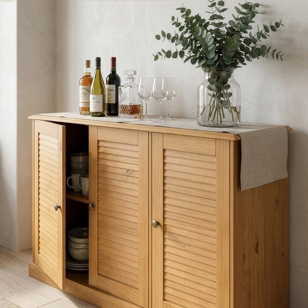Comodă în culoare naturală deschisă din lemn de pin 125x80x38 cm Edith – Støraa-image-3
