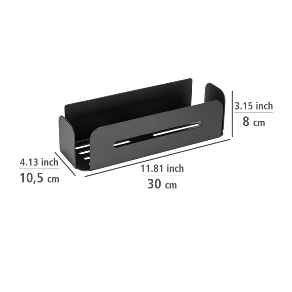 Raft pentru baie negru mat autoadeziv din metal Bivio – Wenko-image-4