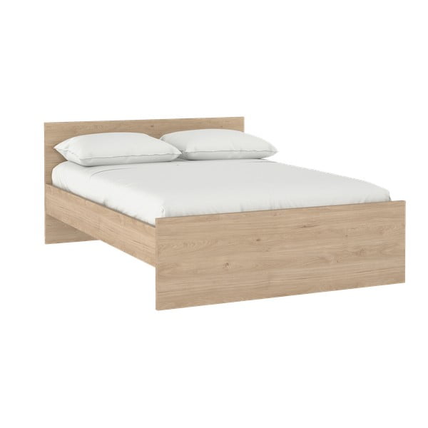 Pat matrimonial în culoare naturală cu aspect de lemn de stejar fără somieră 140x200 cm Naia – Tvilum