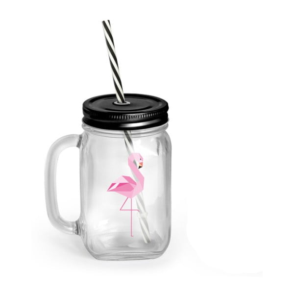 Borcan cu pai și capac Vialli Design Mia Natura Flamingo, 450 ml