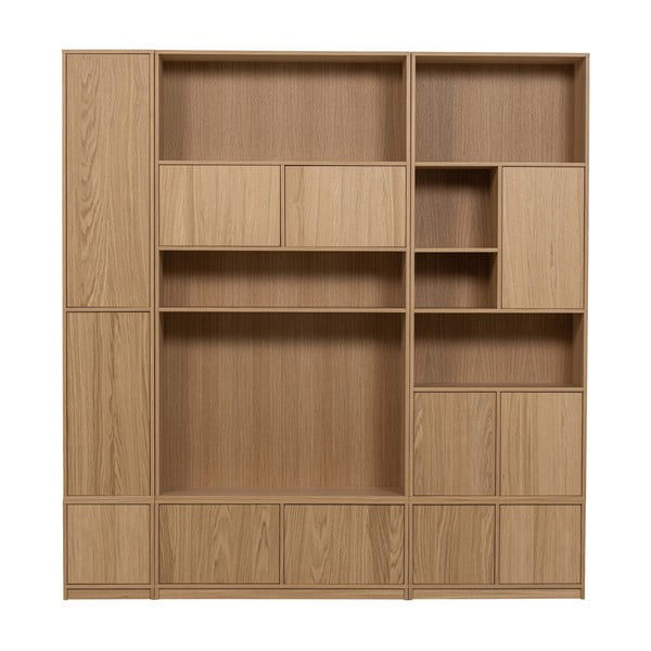 Bibliotecă modulară în culoare naturală cu aspect de lemn de stejar 217x243 cm Modulair – vtwonen