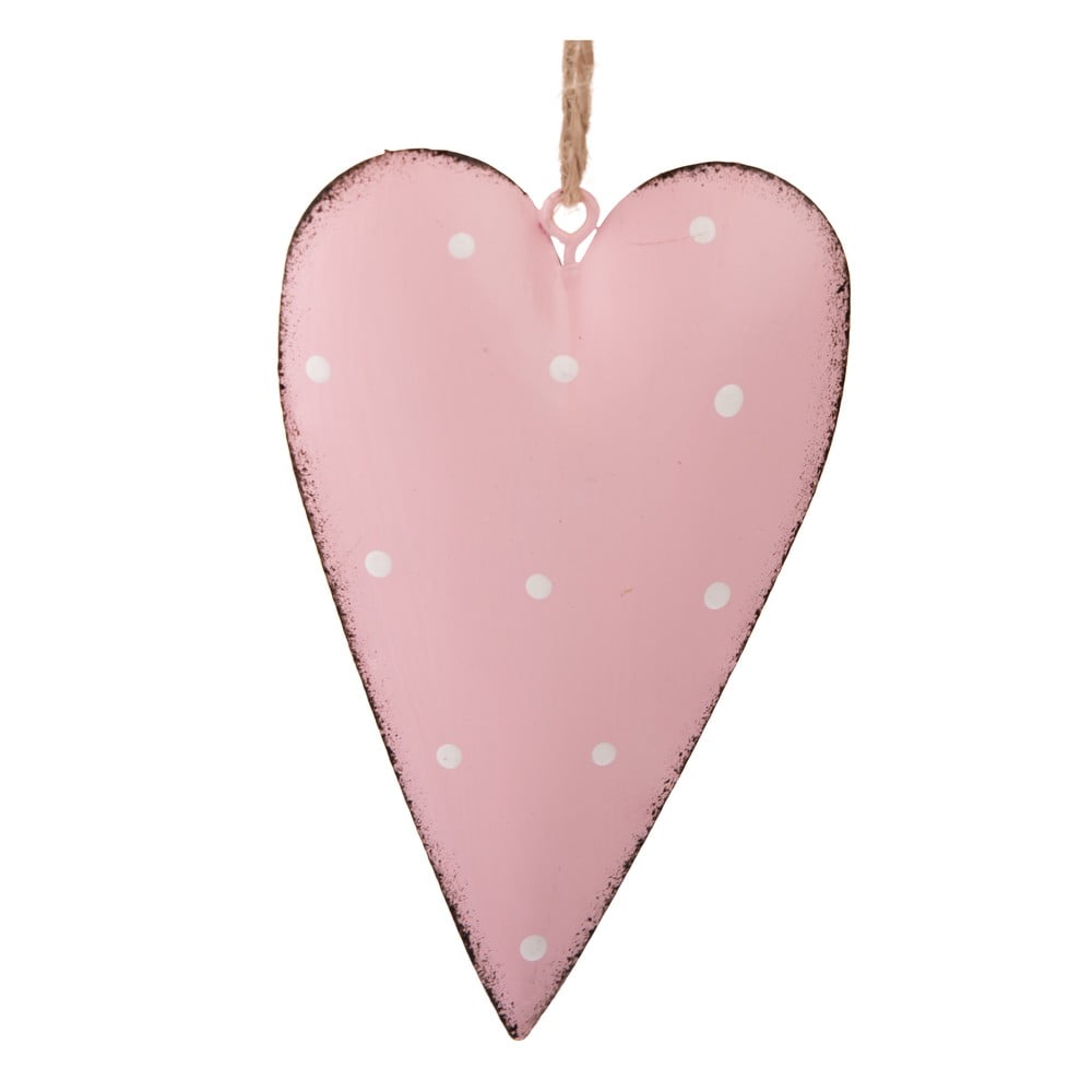 Set 3 decorațiuni metalice suspendate Dakls Dotty Heart, roz