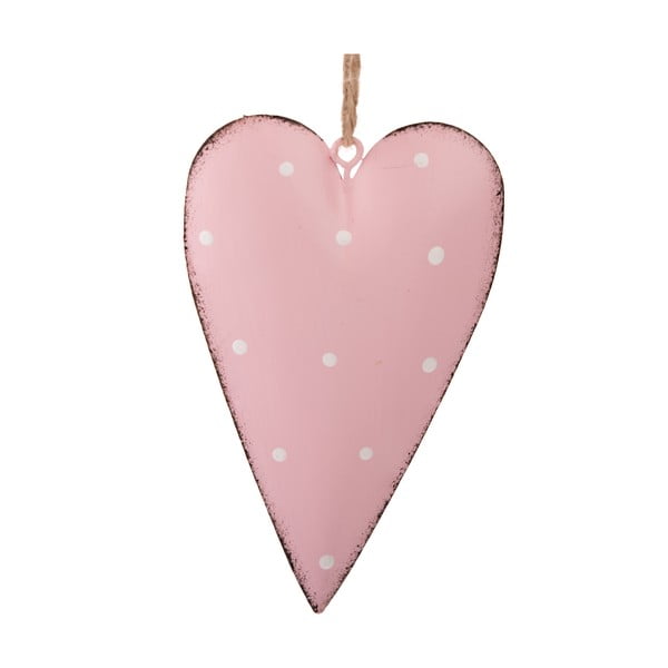 Set 3 decorațiuni metalice suspendate Dakls Dotty Heart, roz