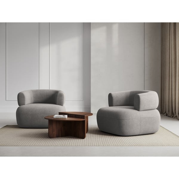 Fotoliu gri deschis cu tapițerie din stofă bouclé Jenny – Micadoni Home-image-1