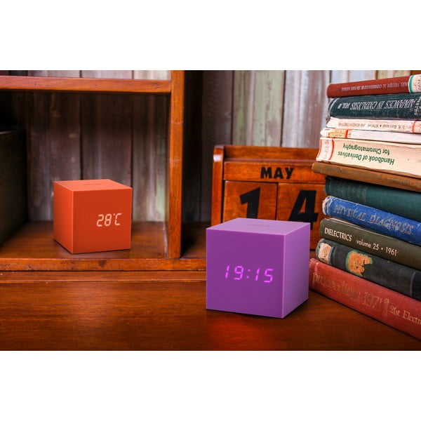 Ceas deșteptător cu LED Gingko Gravity Cube, mov-image-4