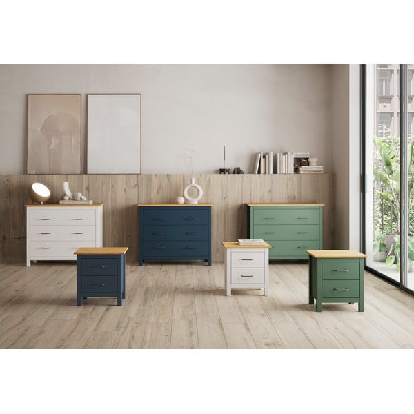 Noptieră albastru-închis din lemn masiv de pin Miranda – Marckeric-image-1