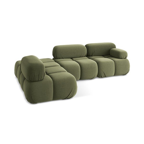 Colțar modular verde deschis cu tapițerie din catifea (cu colț pe partea stângă) Lokua – Makamii-image-4