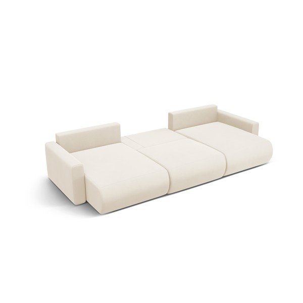 Colțar bej extensibil, cu spațiu de depozitare cu tapițerie din catifea (în formă de "U") Belfast – Cosmopolitan Design-image-3