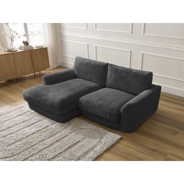 Colțar negru cu tapițerie din chenille (cu colț pe partea stângă/cu șezlong) Leonore – Bobochic Paris-image-4