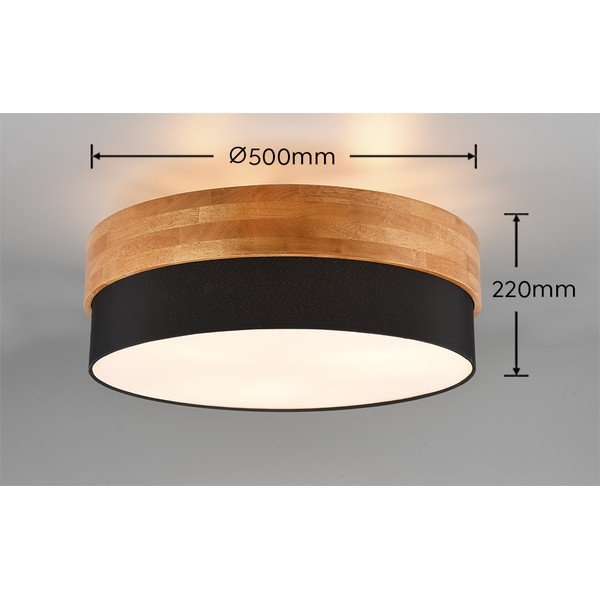 Plafonieră neagră/în culoare naturală cu abajur textil Seasons – Trio-image-4