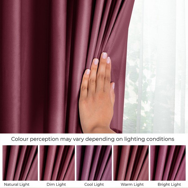 Draperie burgundy/roz dimout (semi-opacă) din catifea 140x270 cm Eyelets – Restilo-image-4