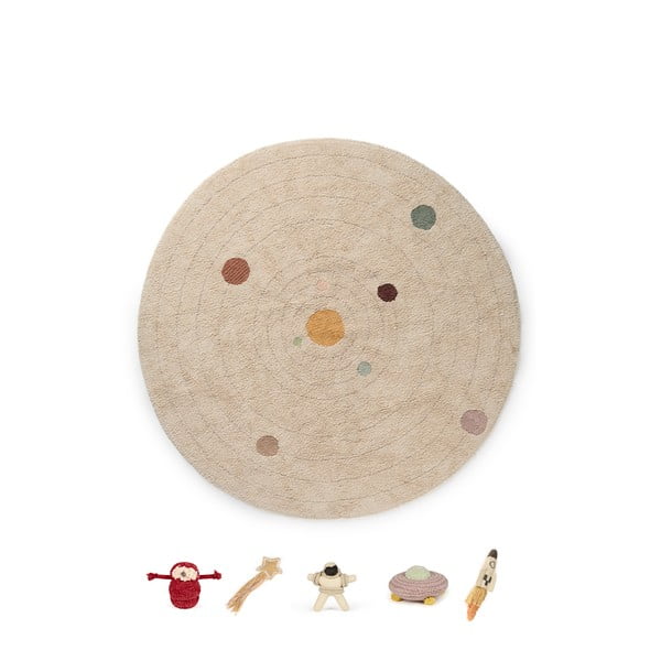 Covor de joacă pentru copii, bej, din bumbac ø150 cm Solar System – Lorena Canals