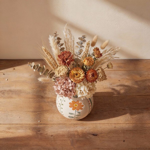 Vază crem din gresie pictată manual (înălțime 17 cm) Taza – Bloomingville-image-3