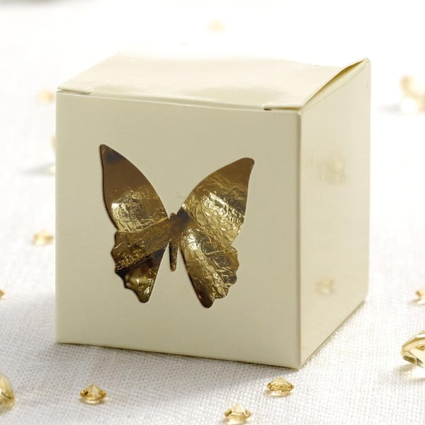 Set 10 cutii cadou pentru mărturii Neviti Butterfly, detalii aurii