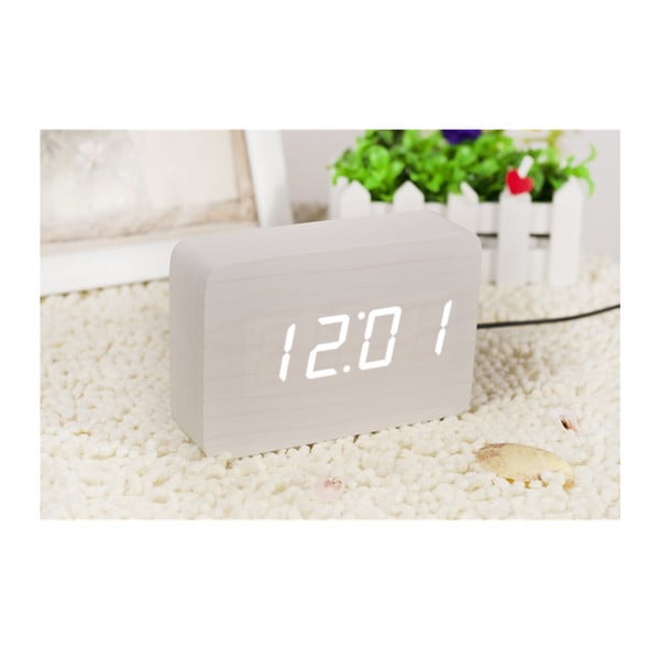 Ceas deșteptător cu LED Brick Click Clock, alb-image-3
