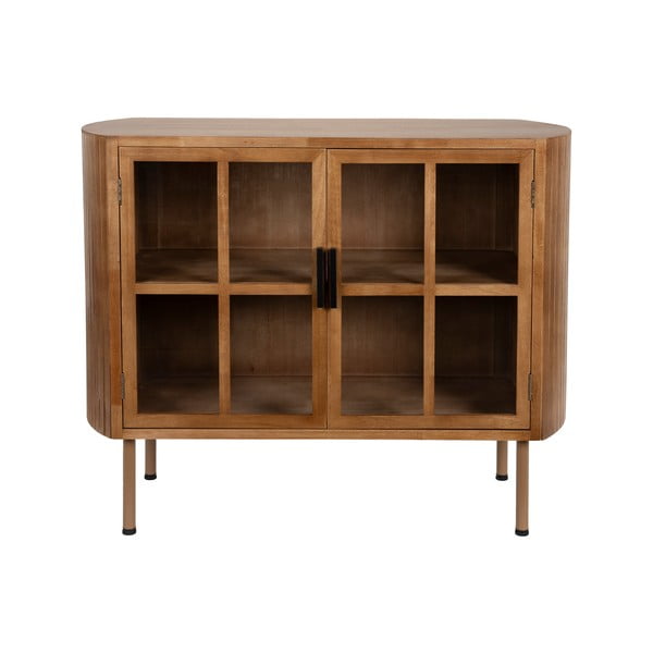 Vitrină în culoare naturală din lemn de arbore de cauciuc 100x80x38 cm Yaz – White Label