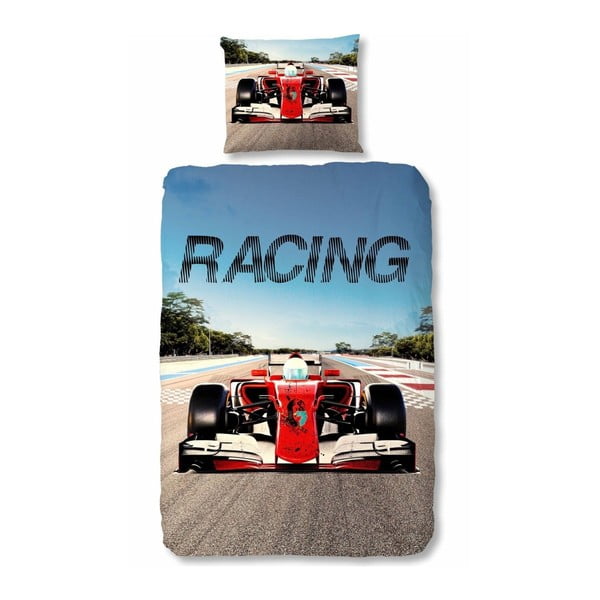 Lenjerie de pat din bumbac pentru copii Muller Textiels Racing, 135 x 200 cm