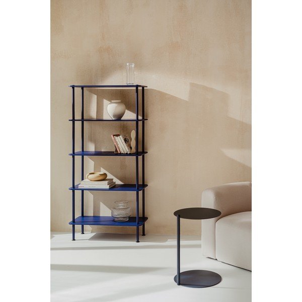 Etajeră albastră cu aspect de lemn de stejar 80x163x35 cm Teidi – noo.ma-image-1