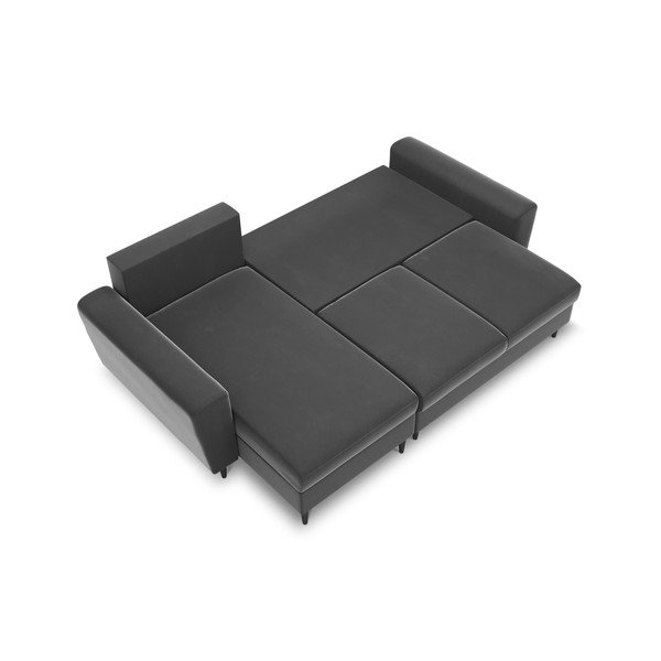 Colțar gri deschis extensibil, cu spațiu de depozitare cu tapițerie din catifea Kyoto – Cosmopolitan Design-image-1