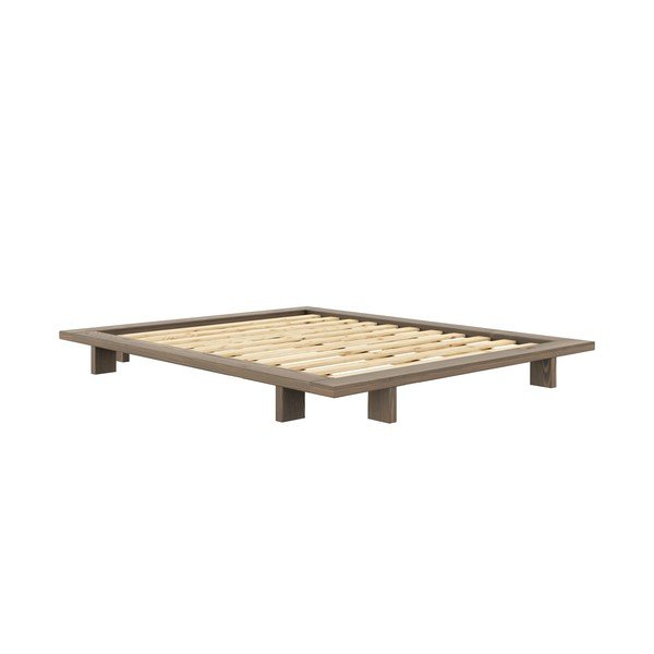 Pat matrimonial maro din lemn masiv de pin cu somieră 160x200 cm Japan – Karup Design