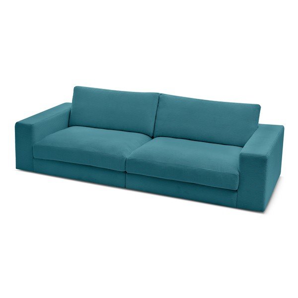 Canapea albastră cu tapițerie din catifea reiată  274 cm Leonard – Bobochic Paris-image-4