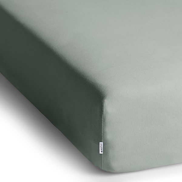 Cearceaf gri deschis din jerseu cu elastic 200x200 cm Amber – Restilo-image-2