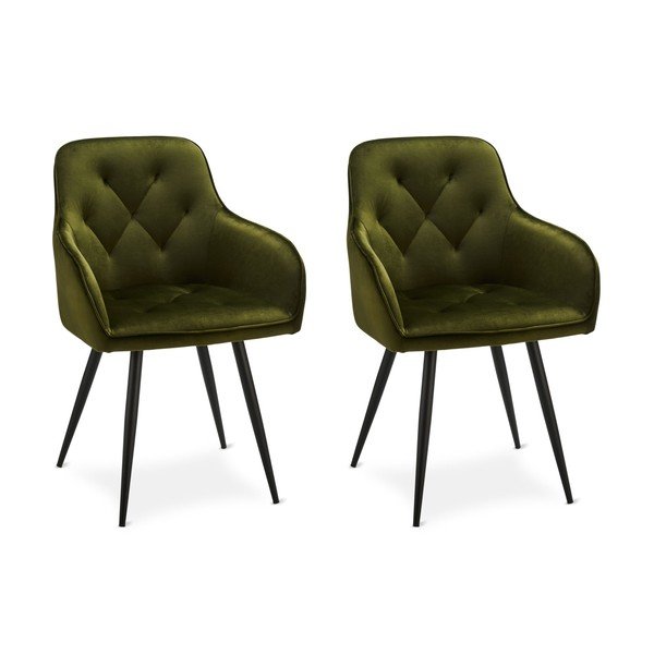Scaune de dining kaki 2 buc. din catifea Nadja – Furnhouse-image-3
