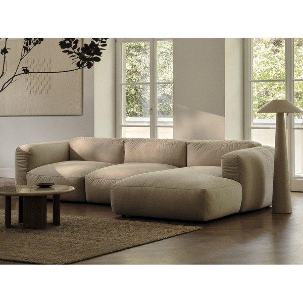 Colțar modular bej (cu colț pe partea dreaptă/în formă de "U") Martina – Micadoni Home-image-1