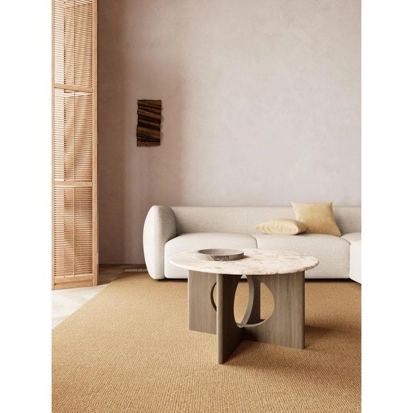 Măsuță de cafea în culoare naturală închisă rotundă cu blat din marmură ø 80 cm Foley – Actona-image-1