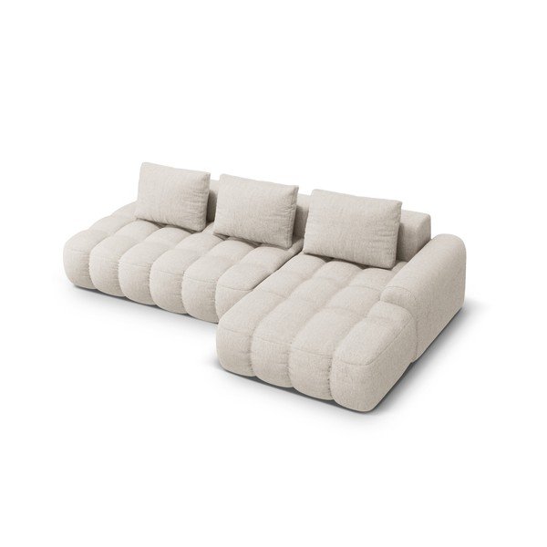 Colțar bej extensibil/cu spațiu de depozitare (cu colț pe partea dreaptă/cu șezlong) Linz – Cosmopolitan Design-image-3