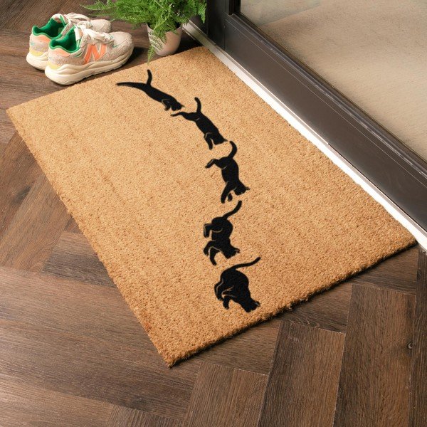 Covoraș de intrare din fibre de nucă de cocos 40x60 cm Jumping Cats – Artsy Doormats-image-1
