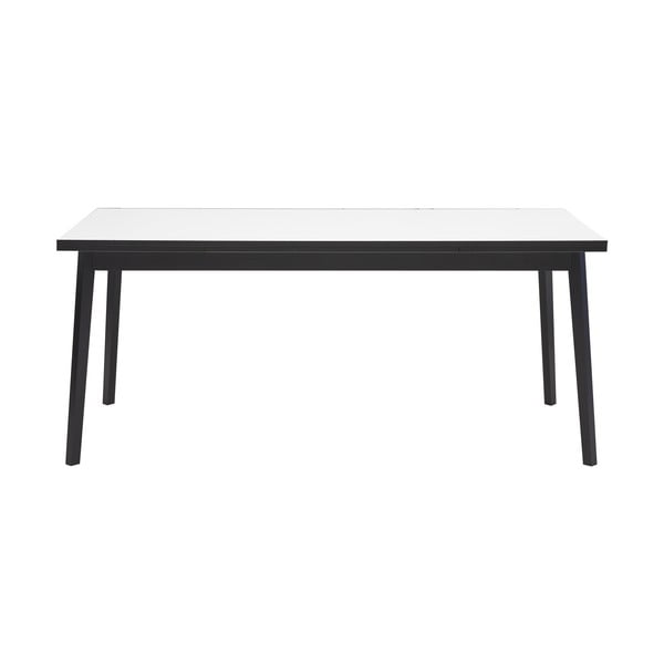 Masă de dining extensibilă albă-neagră cu aspect din lemn de stejar H Hammel Single, 180 x 90 cm