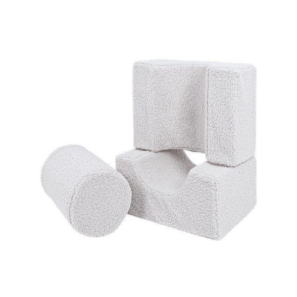 Teren de joacă din spumă alb 3 buc. din material bouclé înălțime 30 cm 83x45 cm – Meowbaby-image-2