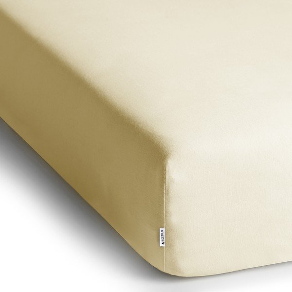 Cearceaf crem din jerseu cu elastic 90x200 cm Amber – Restilo-image-2