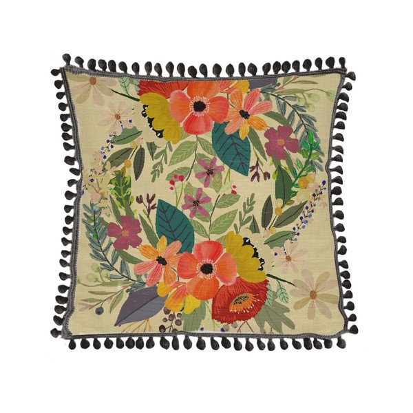 Pernă decorativă cu amestec de in Little Nice Things Floral Panda, 45 x 45 cm-image-2