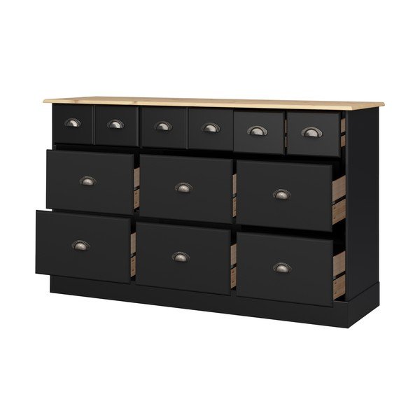Comodă cu 9 sertare Støraa Leander, negru-image-2