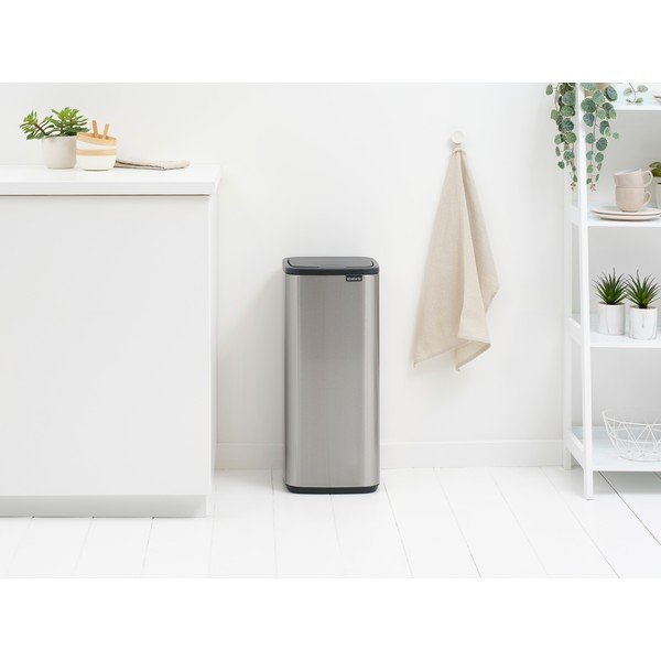 Coș de gunoi argintiu mat cu senzori de atingere din oțel 30 l Bo Touch – Brabantia-image-1