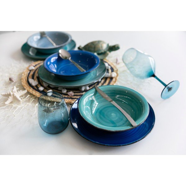 Set 18 farfurii din gresie ceramică VDE Tivoli 1996 Ocean, albastru-image-1