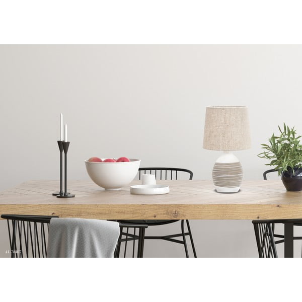 Veioză bej cu abajur textil (înălțime 35 cm) Ambon – Candellux Lighting-image-1