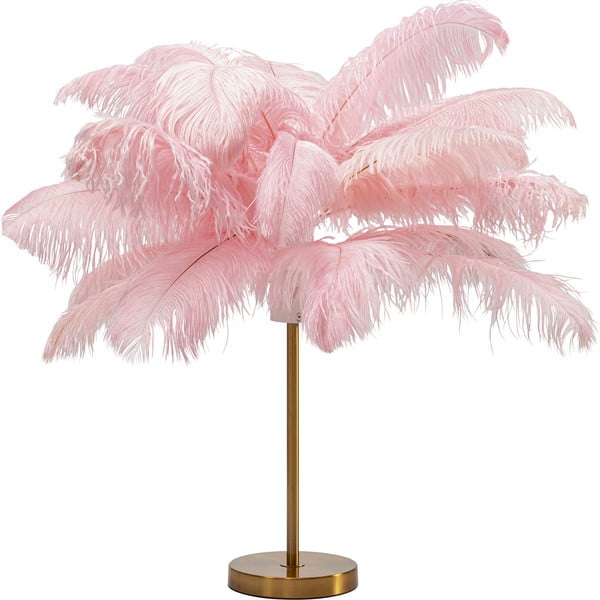 Veioză roz cu abajur dinpene (înălțime 60 cm) Feather Palm – Kare Design