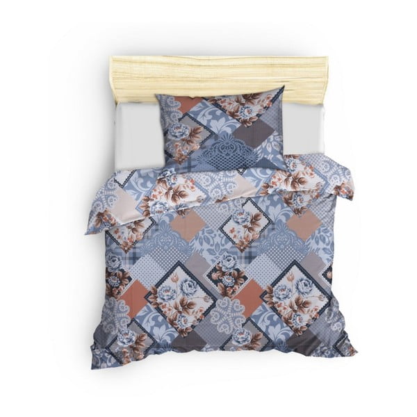Lenjerie de pat albastră din bumbac pentru pat de o persoană 140x200 cm Diana – Mijolnir