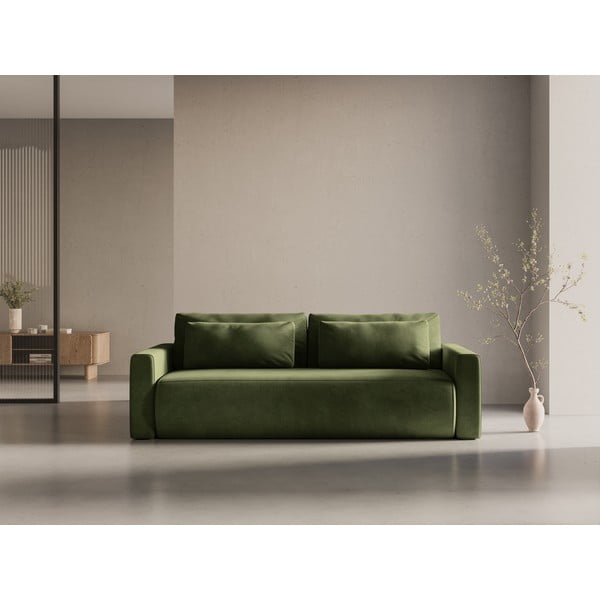 Canapea verde extensibilă, cu spațiu de depozitare cu tapițerie din catifea 238 cm Belfast – Cosmopolitan Design-image-1