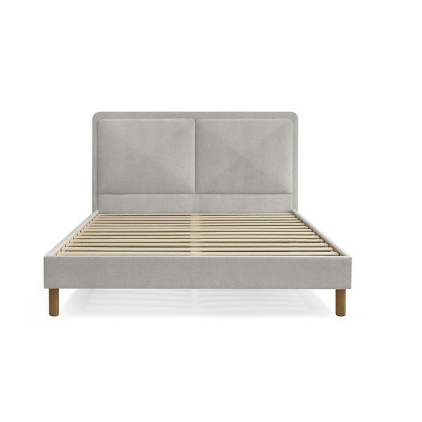 Pat matrimonial gri tapițat tapițat cu somieră 180x200 cm Mara – Bobochic Paris