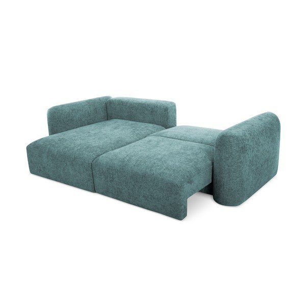 Colțar albastru extensibil/cu spațiu de depozitare cu tapițerie din chenille (cu colț pe partea stângă/cu șezlong) Mele – Makamii-image-2