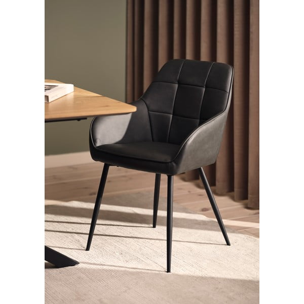 Set de scaune de sufragerie gri închis cu cotiere 2 buc. tapițat Nolan Square – Unique Furniture-image-2