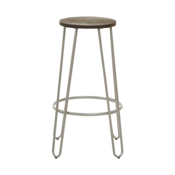 Scaun de bar argintiu/în culoare naturală din lemn de ulm (înălțime șezut 75 cm) District – Premier Housewares-image-2