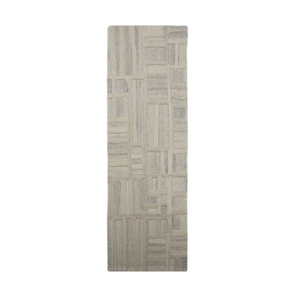 Covor tip traversă grej țesut manual din lână 80x300 cm Elva  – Flair Rugs